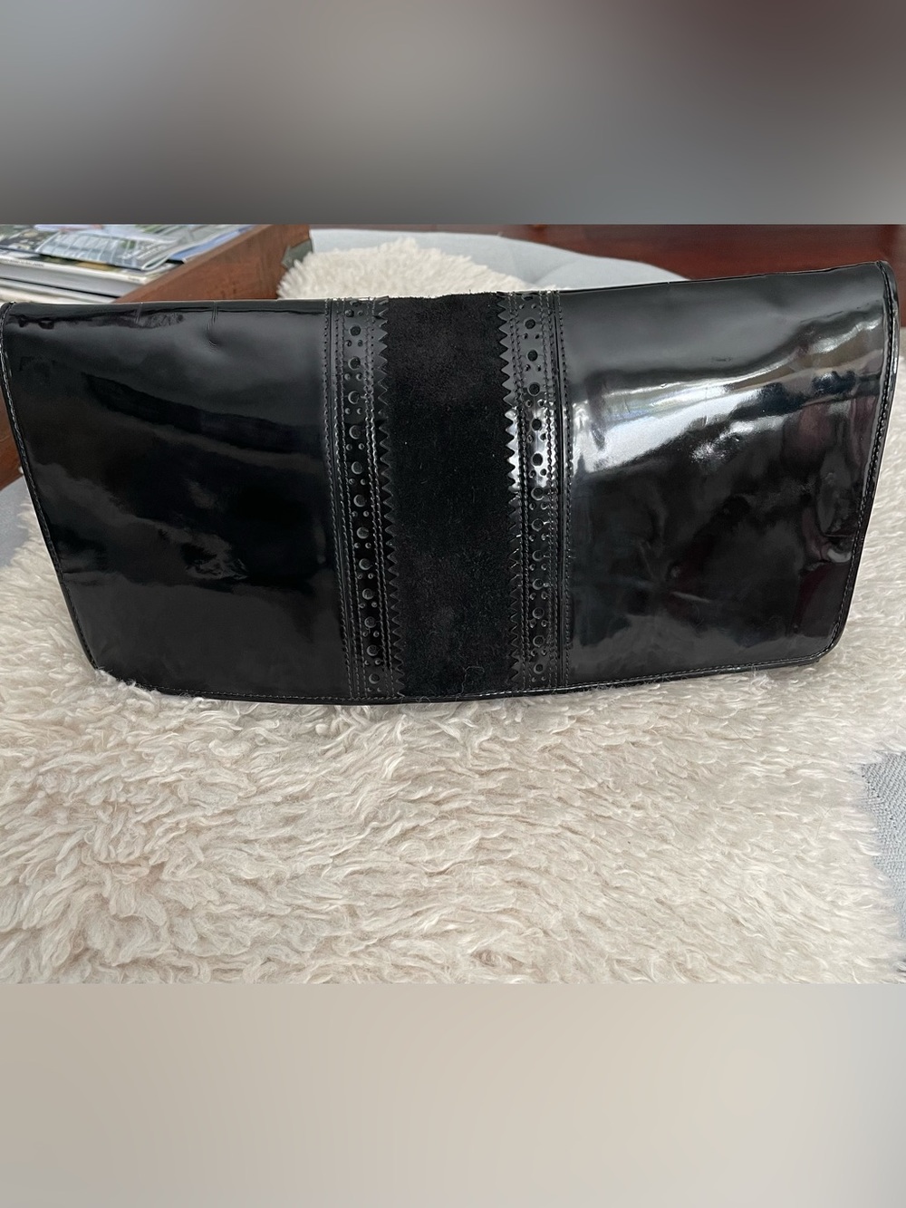 Cole Haan Black Patent & Suede Accent Clutch